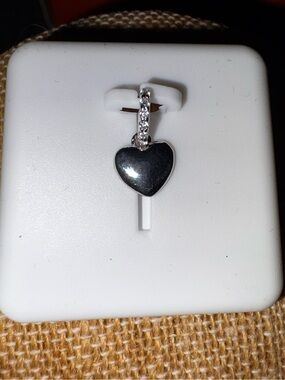Solid Sterling Silver.50 Carat TW Moissanite Heart Pendant